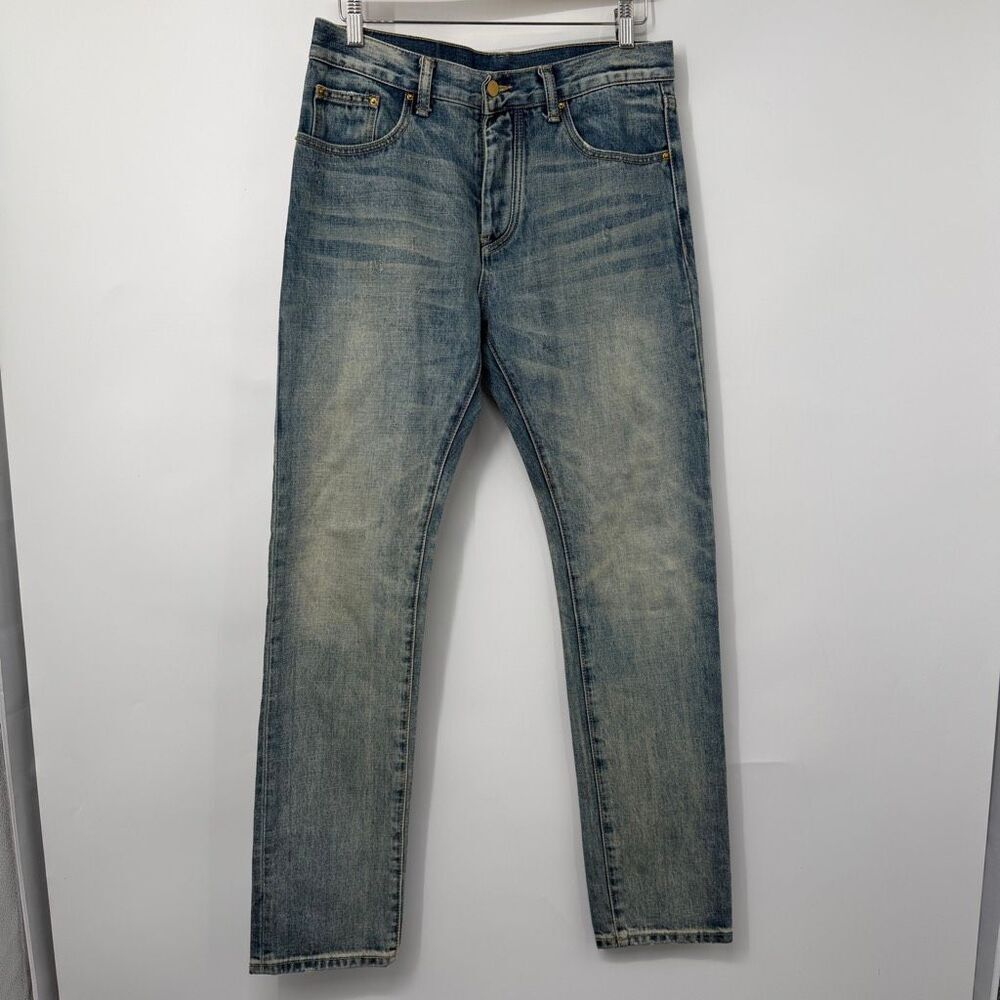 MNML Blue Faded Cotton Slim Straight Leg Everyday Denim Jeans Size 31